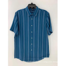 Chemise boutonnée à rayures bleue et blanche pour homme